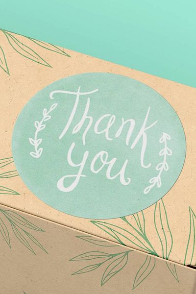 Basic Sense Coated Thank You Sticker Thanks Packaging Product Label Light Green White - 3x3cm 90 Pieces - ST2073
