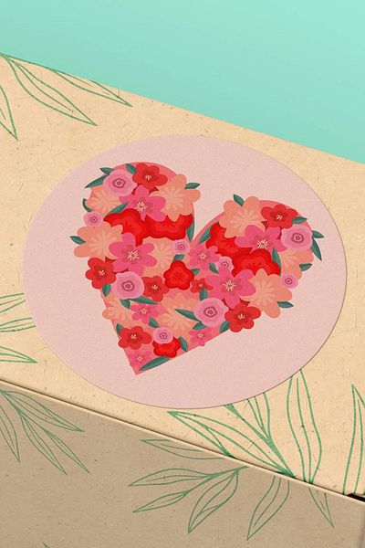 Basic Sense Coated Thank You Sticker Thanks Label Flower Heart Packaging Package Label - 3x3cm 90 Pieces - ST2093