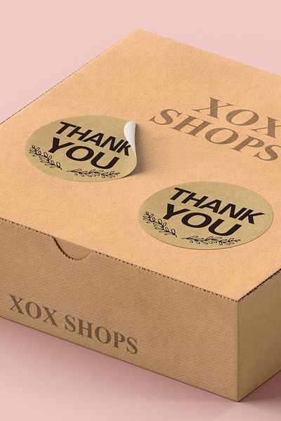 Basic Sense Thank You Sticker Thanks Packing Label Kraft - Craft Looking - 3x3cm 90 Pieces - ST2071