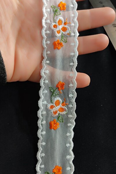 DUAYEN Güpür tül üzeri işleme şaşaalı desen 1 metre