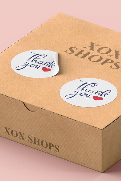 Basic Sense Coated Thank You Sticker - Red Heart Patterned Cargo Label, 3X3Cm, 90 Pieces - St2082