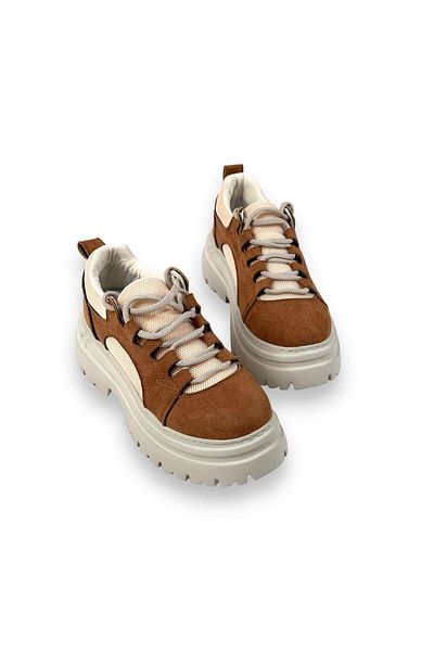 bescobel Women's Zalta Tan Suede Comfort Sole Mesh Summer Daily Walking Sports Sneaker 6 CM SPZ01