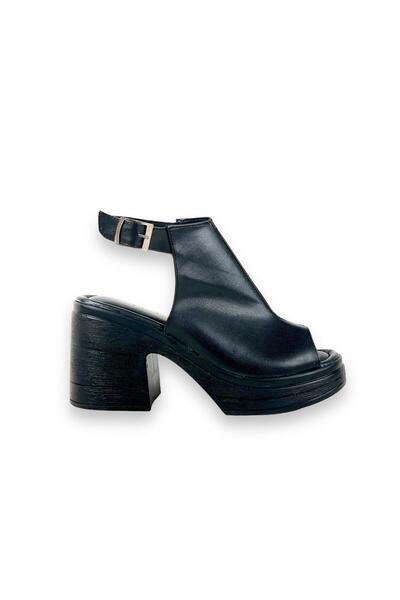 bescobel Women's Pohma Black Heeled Summer Shoes 10 Cm Heel (375)