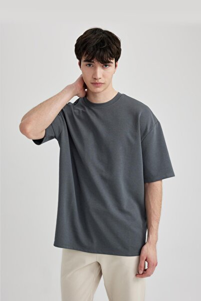 DeFacto Μπλουζάκι Oversize Fit Crew Neck Heavy Fabric T-shirt X3926az24sp