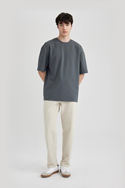 DeFacto Μπλουζάκι Oversize Fit Crew Neck Heavy Fabric T-shirt X3926az24sp