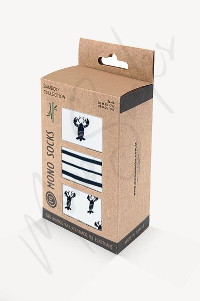 Mono Socks 3 Συσκευασίες ελαστικές κάλτσες μπαμπού με σχέδιο αστακού