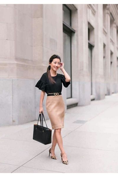 CNG MODA Midi Length Office Skirt