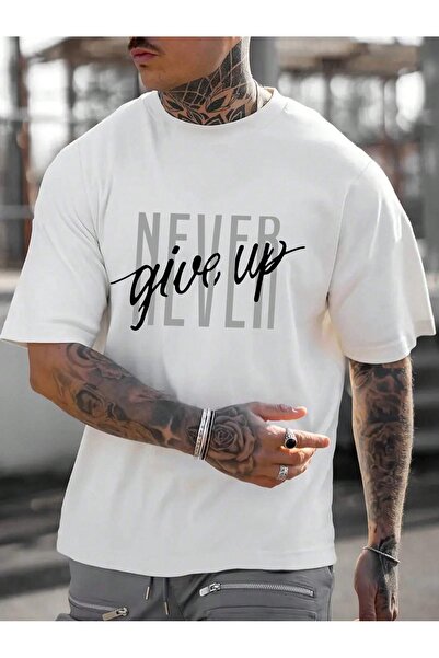 BEETON Μπλουζάκι Never Give Up - Μπλουζάκι με κοντό μανίκι με λαιμόκοψη σε λε...