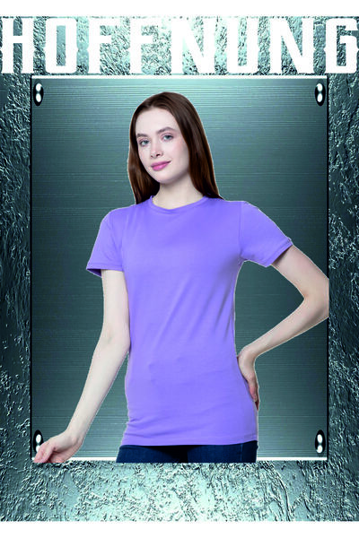 HOFFNUNG Μπλουζάκι απλό, χωρίς στάμπα, 100% βαμβακερό, λεπτή εφαρμογή, κοντομάνικο μπλουζάκι με λαιμόκοψη