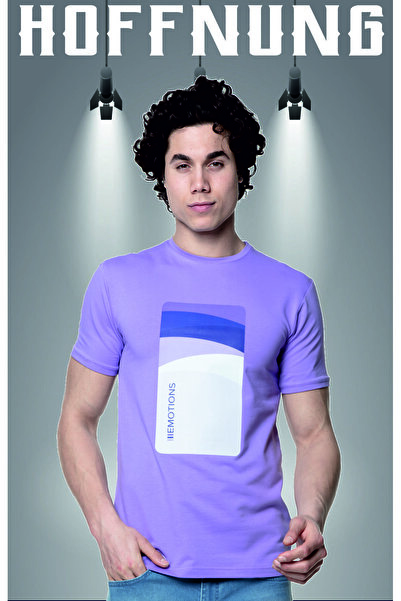 HOFFNUNG Μπλουζάκι Mobile Emotions Ψηφιακή εκτύπωση 100% βαμβακερό λεπτή εφαρμογή Slim Fit Crew λαιμόκοψη κοντομάνικο μπλουζάκι