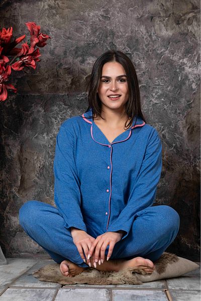 Sude HOMEWEAR Комплект пижама с дълъг ръкав и копчета