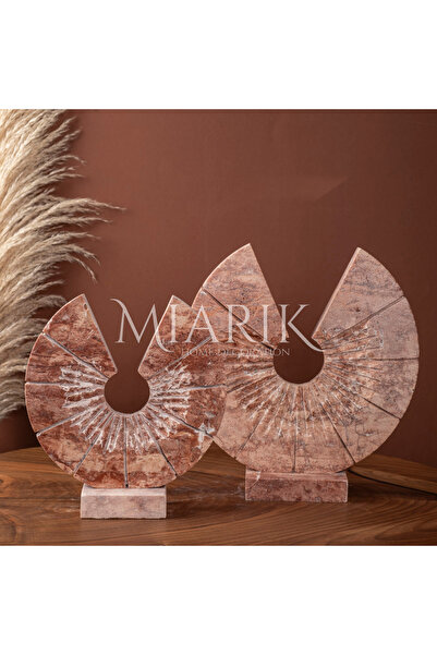MIARIK DESIGN & DEKORASYON Dekoratif Yarim Ay Mermer 2li Obje