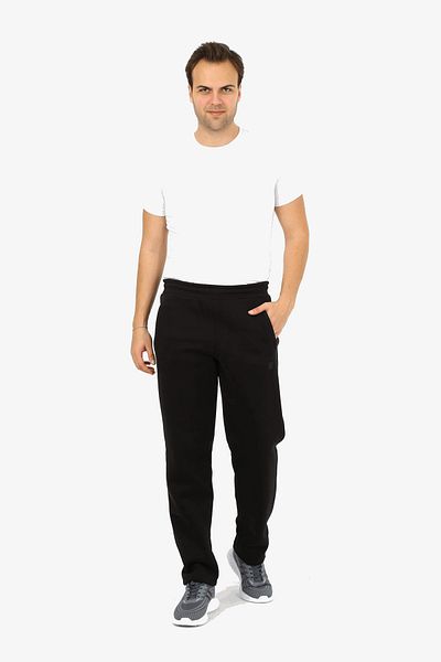 Escetic Black Men's Casual Fit 3 Thread Fleece Inside Winter Thick Sports Sweatpants B1294