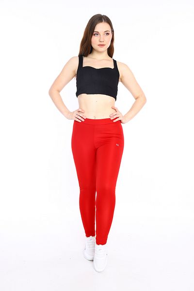 Escetic Red Women's Polyester Regular Waist Breathable Sports Leggings 0282