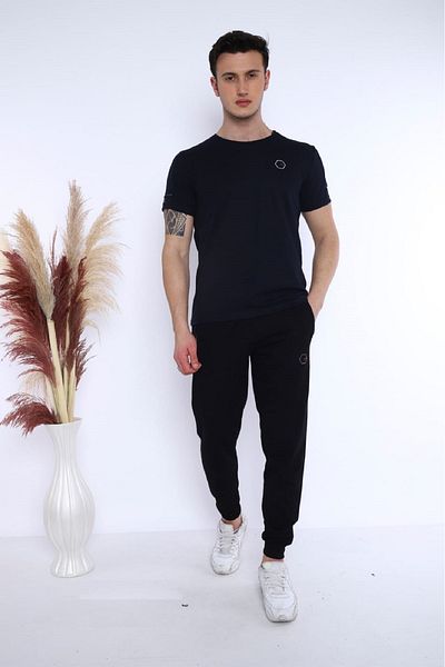 Escetic Ανδρικό μπλουζάκι Navy Blue Ragular Fit Βαμβακερό Us Pique Αναπνεύσιμο Αθλητικό Μπλουζάκι Team 0796