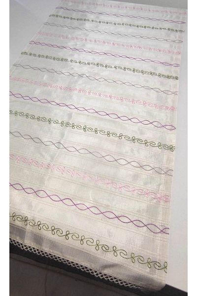 denizli hatırası Φυσική Φούντα Δαντέλα Κεντημένη 50x130 εκ. Runner