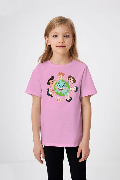 ADABEBEK Hand-hand World Kids Pattern 23 April Special printed girl's T-shirt