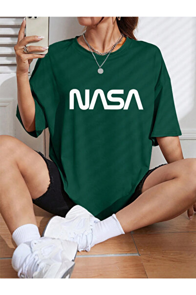 Revasser Ženske/Muške NASA Šarene Prilagođene Štampano Oversize kroj Pamuk Pa...