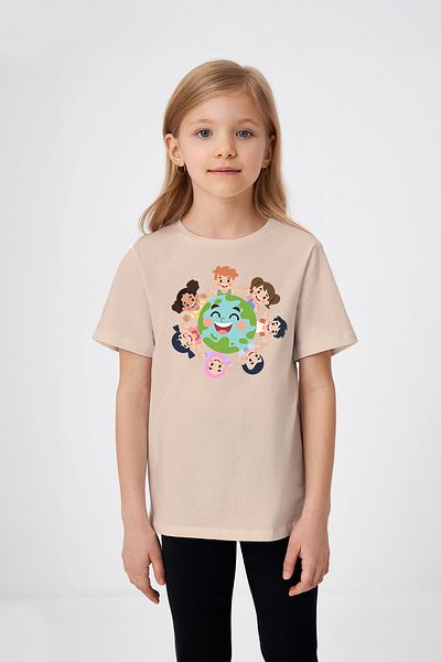 ADABEBEK Hand-hand World Kids Pattern 23 April Special printed girl's T-shirt