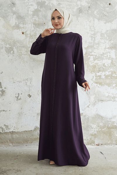 InStyle Boydan Stone Detailed Ferace - Plum