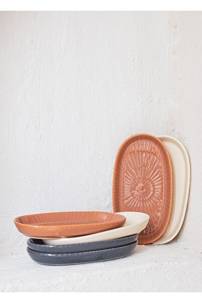 The Mia Noon Oval Servis 2li Gri 26 Cm