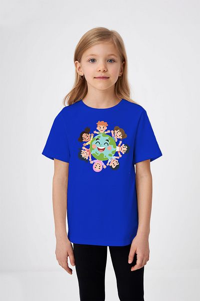 ADABEBEK Hand-hand World Kids Pattern 23 April Special printed girl's T-shirt