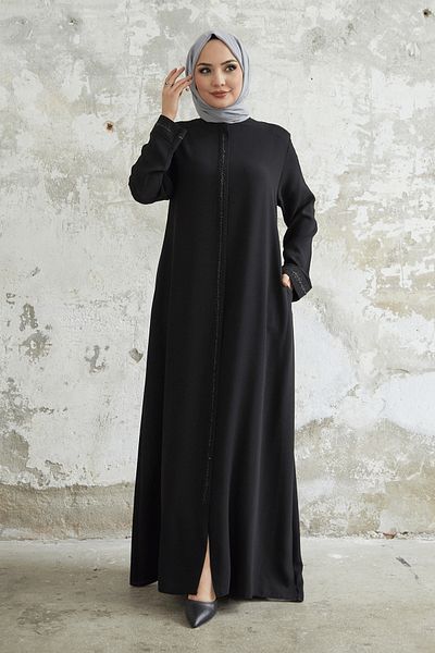 InStyle Boydan Stone Detailed Ferace - Black
