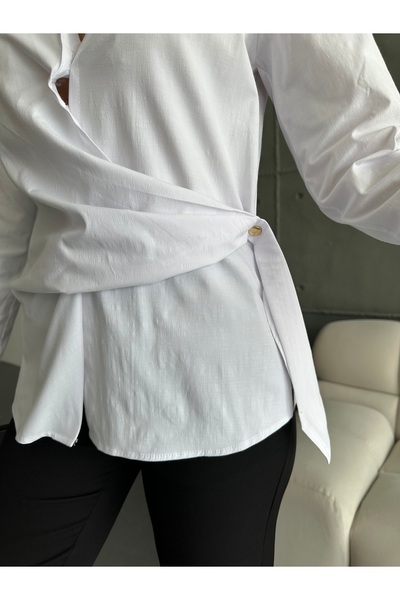 SHULEBOUTİQUE Side Tie Long Sleeve Women's Shirt