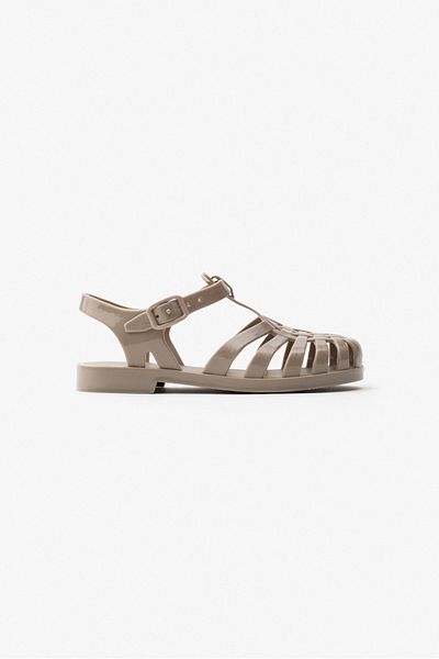 NİŞANTAŞI SHOES Anderline Jr. Dunkelbeige, matte Kindersandalen mit Gürteldetail
