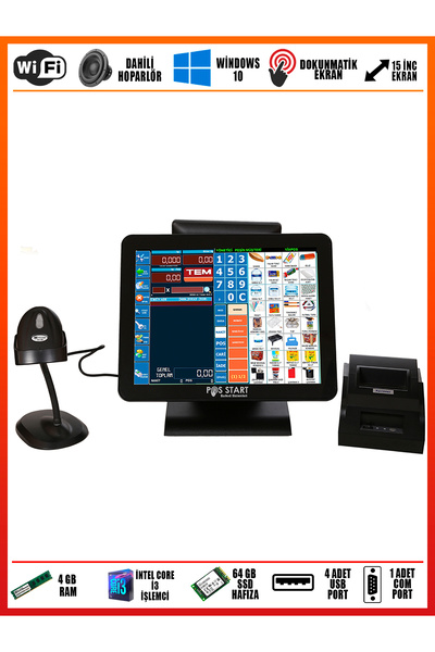 POS START Market Dokunmatik Barkodlu Hızlı Satış Sistemi