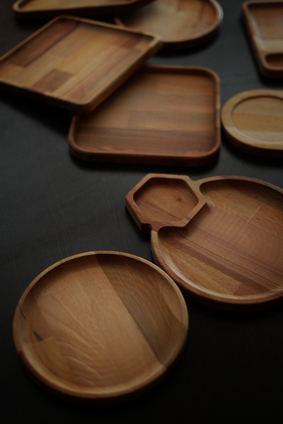 Sunum Round Wooden Plate-Fruit Plate-Nuts Plate