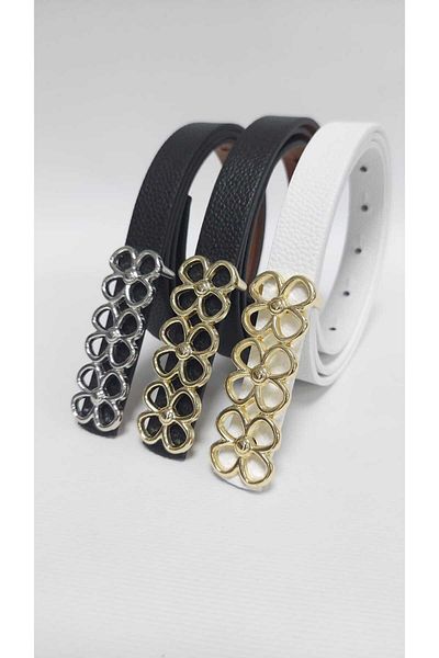Kemerix Reversible Women's Thin Belt Set - 3 Pieces