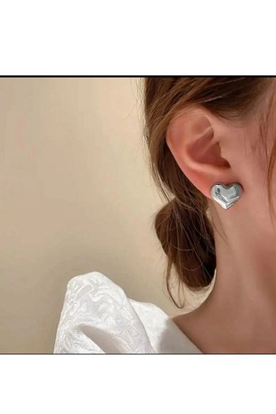 MioArt Women's Silver/silver Heart Earrings 2 Cm Earrings