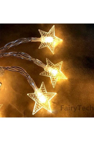 AUSVAR Dekoratif 5 Mt. Yıldızlı Led Dizeleri Fi?şli? Animasyonlu Yıldızlı Led 5 Mt. Fişli 40 Yıldızlı...