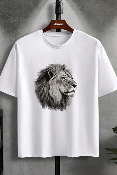 Khione Unisex dizajn Lav Tigar Štampano Oversize kroj 100% pamuk T-shirt