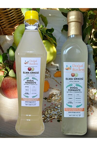 Doğal Fermantasyon Elma Sirkesi Yumuşak Içim 1000ml Pet+500ml Cam