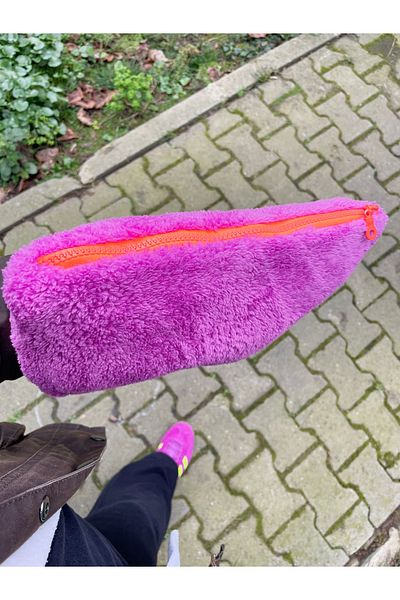 Whenever Company Siklamen Orange Zippered Teddy Bag