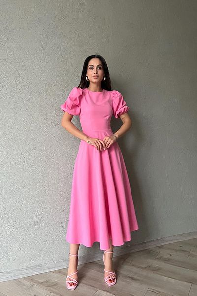 Seda Yalçın Atelier Pink Balloon Sleeve Skirt Flared Dress