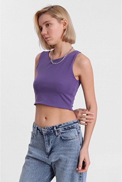 Suziş WOMEN'S DOUBLE FABRIC LYcra ROUND NECK CROP ATHLETE