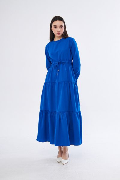 brako tekstil Women's Zero Neck Waist Tie-Up Folded Dress