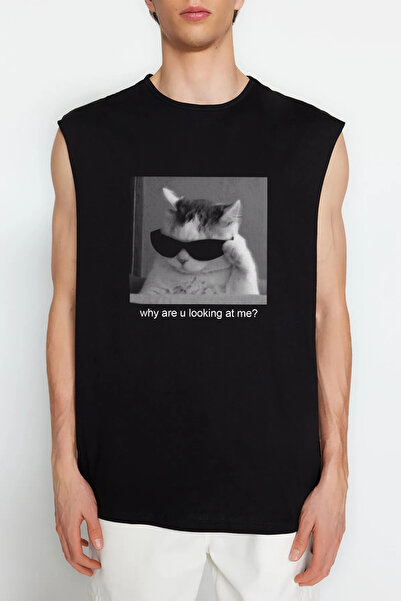 ZEMLİYA Why Are You Looking At Me?printed T-shirt oversize