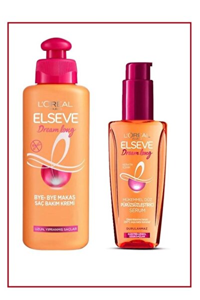 ELSEVE Dream Long Pürüzsüzleştirici Serum 100ml Elseve Dream Long Bye-bye Makas Saç Bakım Kremi 200