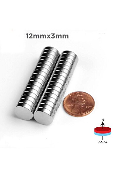 Dünya Magnet Yuvarlak, Neodyum Mıknatıs, 12x3 Mm, Güçlü Magnet - 5 Adet