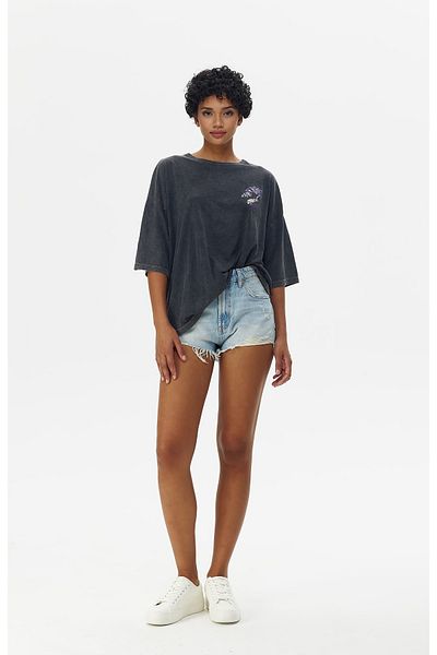 Mia Oversize Nature Printed T-Shirt - Anthracite