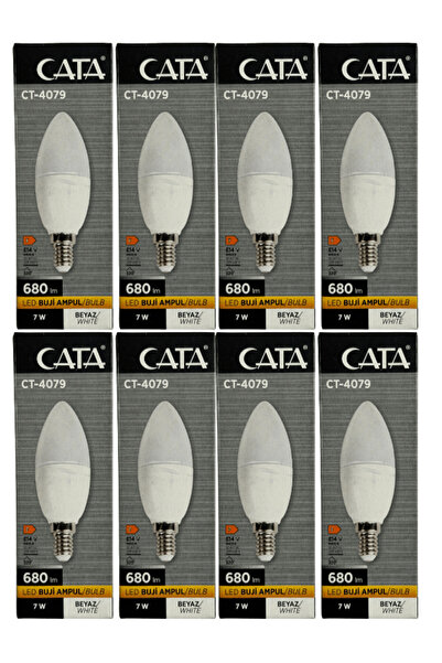 Cata CT-4079 7W 6400K (Beyaz Işık) E14 Duylu Led Buji Ampul (8 Adet)