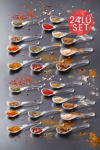 Nandy Home Set of 24 Clear Spice Bowl, Honey and Serving Spoons