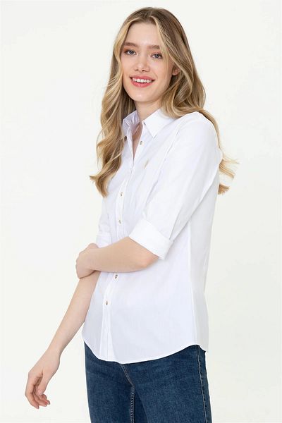 U.S. Polo Assn. Cămașă de bază cu mânecă lungă pentru femei G082SZ004-000-1840369