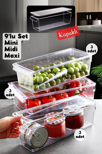 Nandy Home Σετ 9 Tall Clear Ψυγείο & Οργανωτής Ντουλάπας με Κάλυμμα