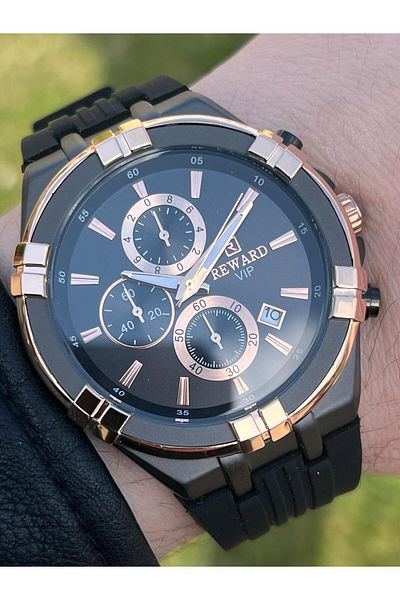 Reward RA145064 Reward Ion Plated Case Silicone Cord 3 Atm Water Resistant Men's Wristwatch