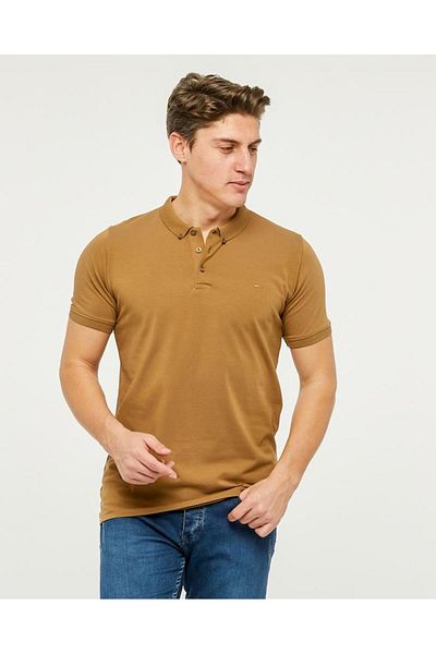 Rey Polo BUTTON DETAIL POLO NECK T-SHIRT
